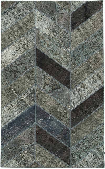 Gri Boyalı Patchwork Halı - 153 cm x 246 cm