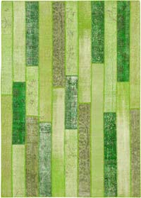 Green Patchwork Hand-Knotted Turkish Rug - 5' 9" x 8'  (69" x 96")