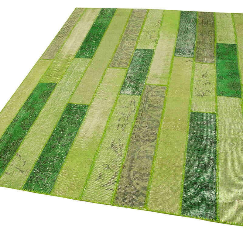 Yeşil Boyalı Patchwork Halı - 174 cm x 243 cm - K0051335