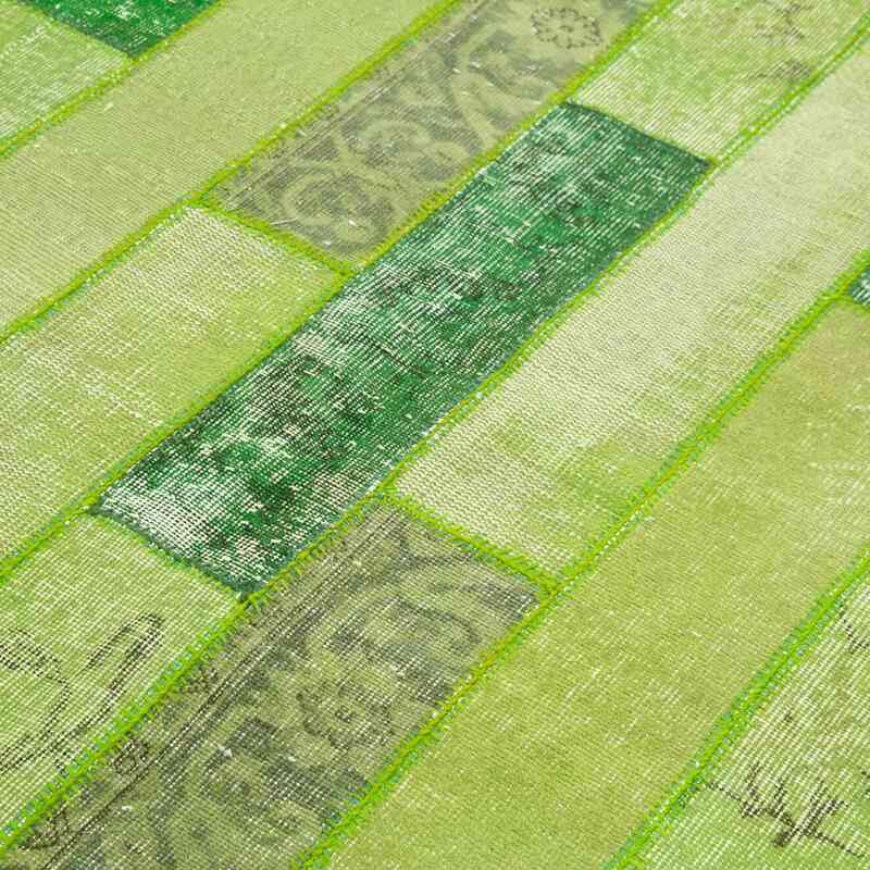 Yeşil Boyalı Patchwork Halı - 174 cm x 243 cm - K0051335