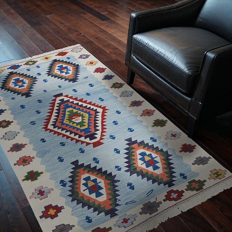 Açık Mavi Yeni El Dokuma Kilim - K0051340