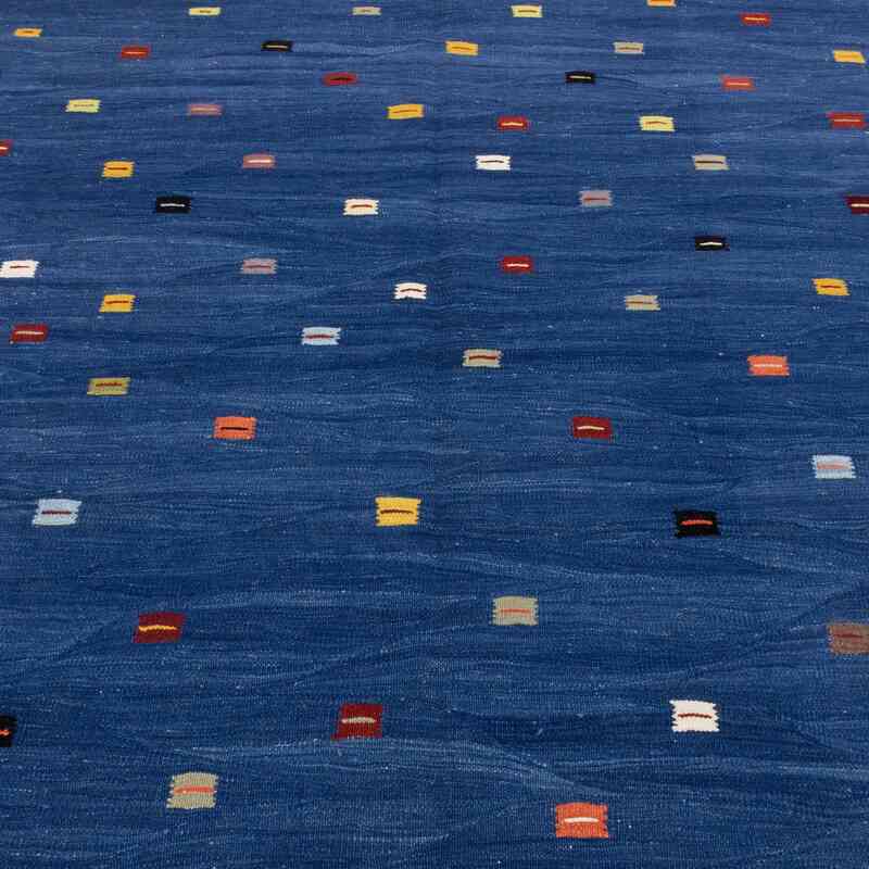 Blue New Handwoven Turkish Kilim Rug - 5' 11" x 8' 2" (71" x 98") - K0051347