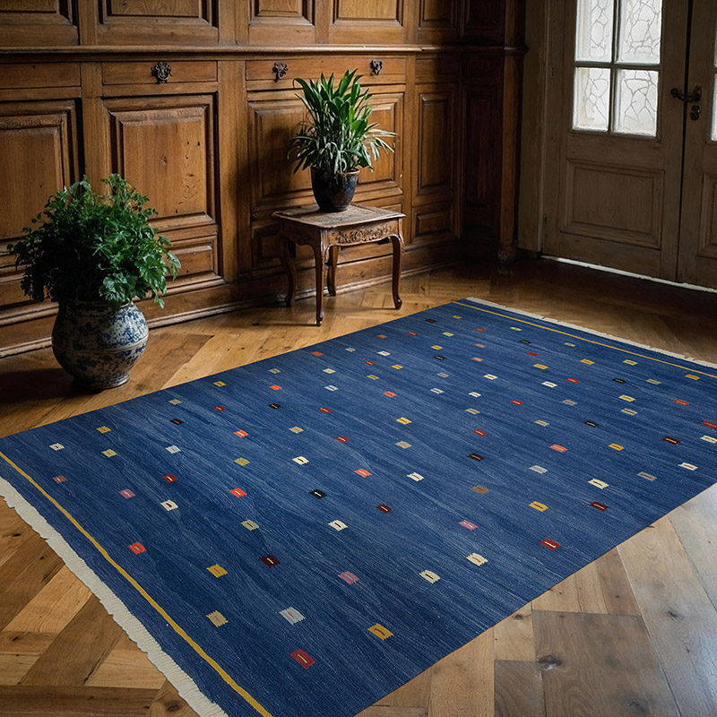Lacivert Yeni Kök Boya El Dokuma Kilim - 180 cm x 249 cm - K0051347