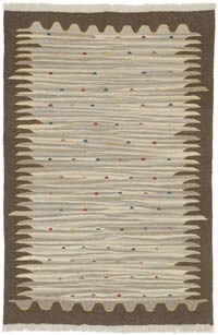 Bej, Kahverengi Yeni Kök Boya El Dokuma Kilim - 121 cm x 180 cm
