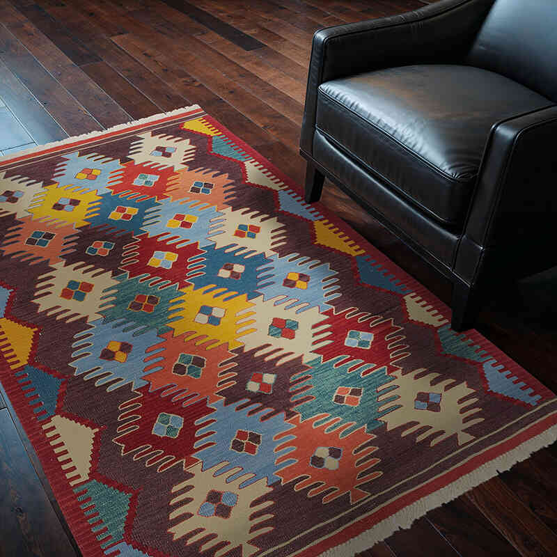 Multicolor New Handwoven Turkish Kilim Rug - 4' 2" x 5' 10" (50" x 70") - K0051353