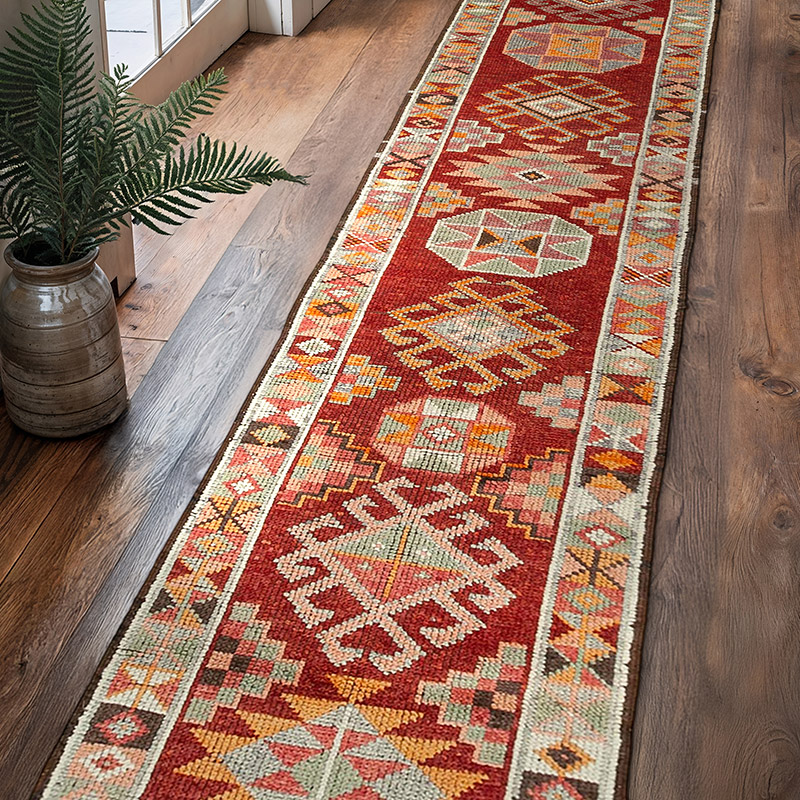 Alfombra Vintage de pasillo - 78 cm x 383 cm - K0051422