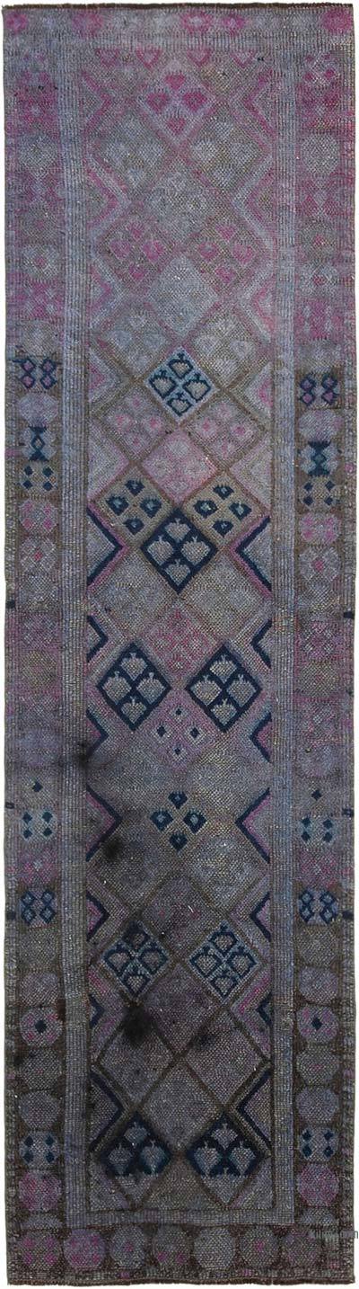 Púrpura Alfombra Turca Vintage de pasillo - 78 cm x 285 cm
