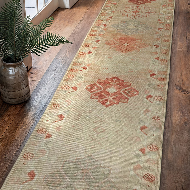 Alfombra Vintage de pasillo - 88 cm x 355 cm - K0051445