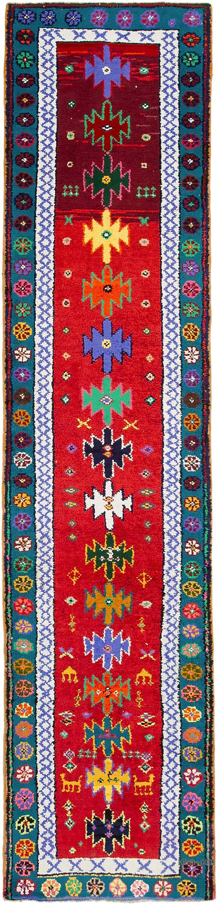 Alfombra Vintage de pasillo - 88 cm x 371 cm - K0051501