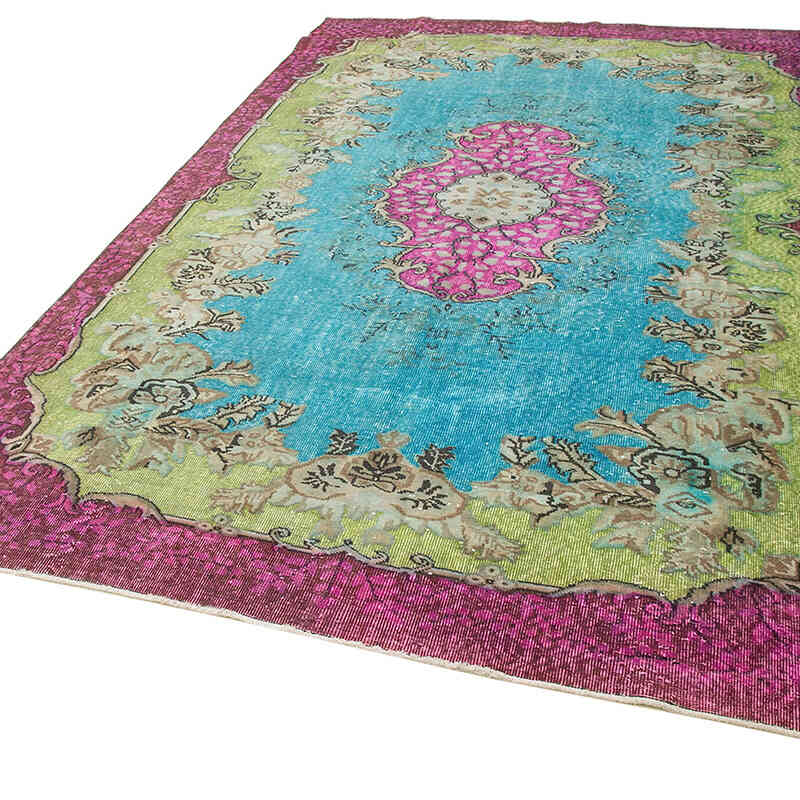 Sarı El Oyması Boyalı Halı - 198 cm x 315 cm - K0051560