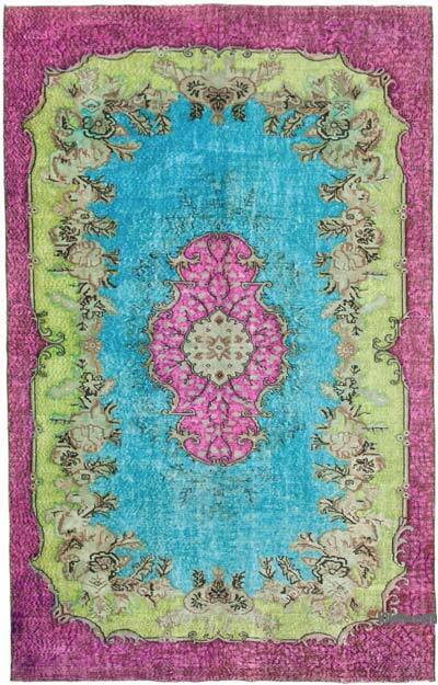 Sarı El Oyması Boyalı Halı - 198 cm x 315 cm