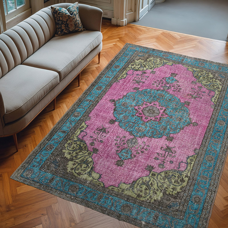 Gris Alfombra Tallada a Mano Sobre Teñida - 227 cm x 319 cm - K0051572