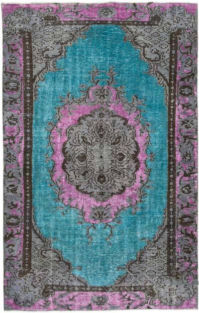 Gri El Oyması Boyalı Halı - 152 cm x 236 cm