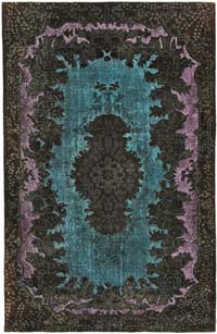 Mavi-Yeşil El Oyması Boyalı Halı - 187 cm x 288 cm
