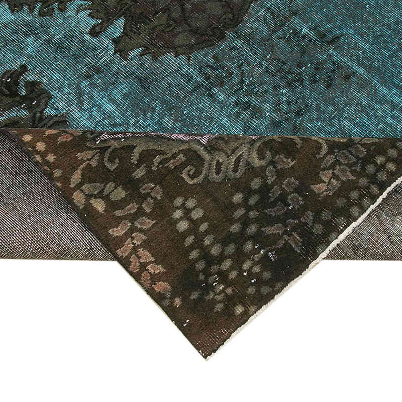 Mavi-Yeşil El Oyması Boyalı Halı - 187 cm x 288 cm - K0051584