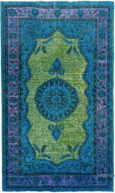 Yeşil El Oyması Boyalı Halı - 188 cm x 320 cm