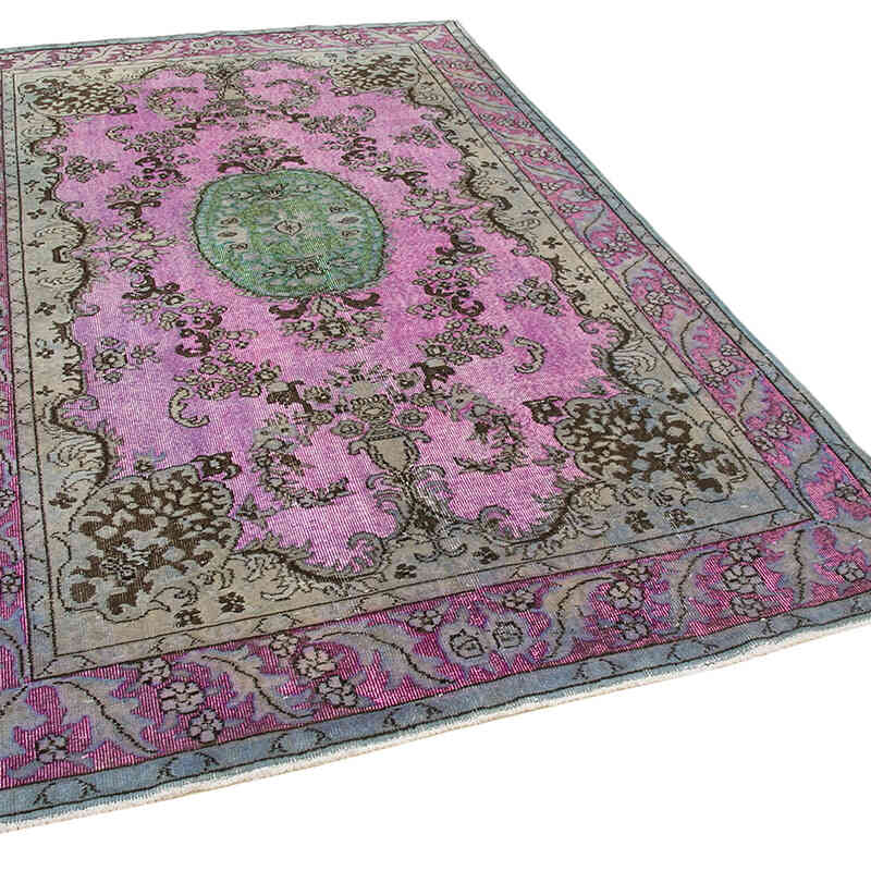 Azul Oscuro Alfombra Tallada a Mano Sobre Teñida - 175 cm x 278 cm - K0051617