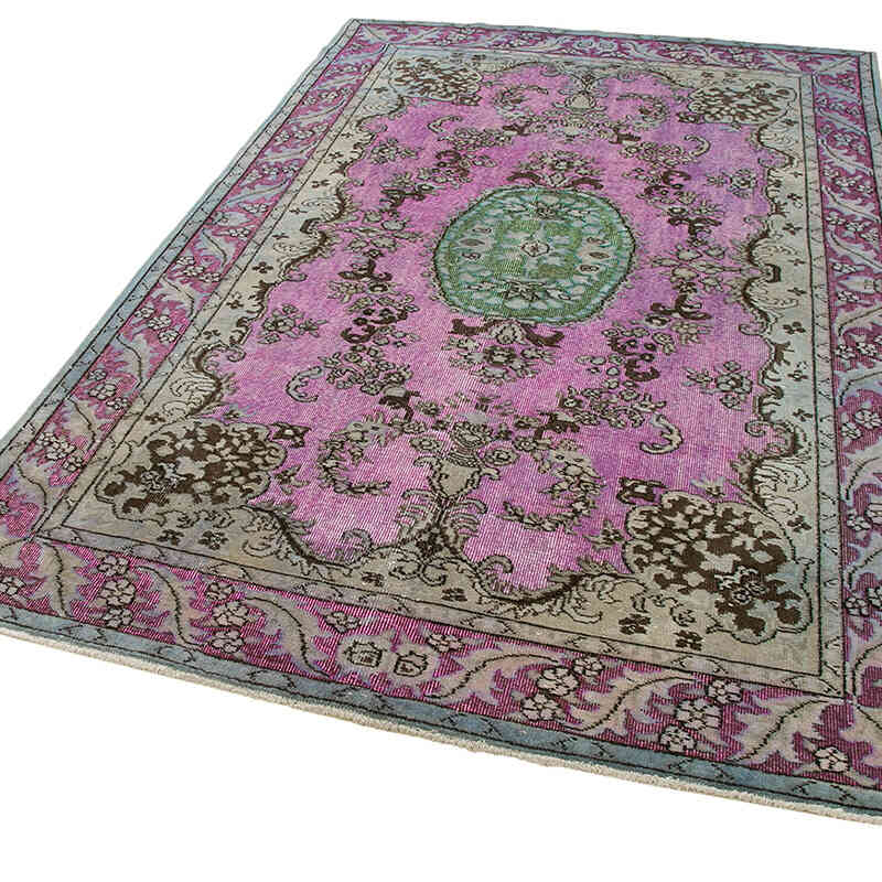 Azul Oscuro Alfombra Tallada a Mano Sobre Teñida - 175 cm x 278 cm - K0051617