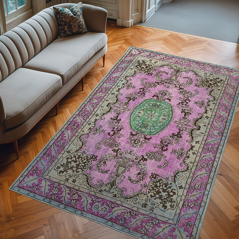 Azul Oscuro Alfombra Tallada a Mano Sobre Teñida - 175 cm x 278 cm - K0051617