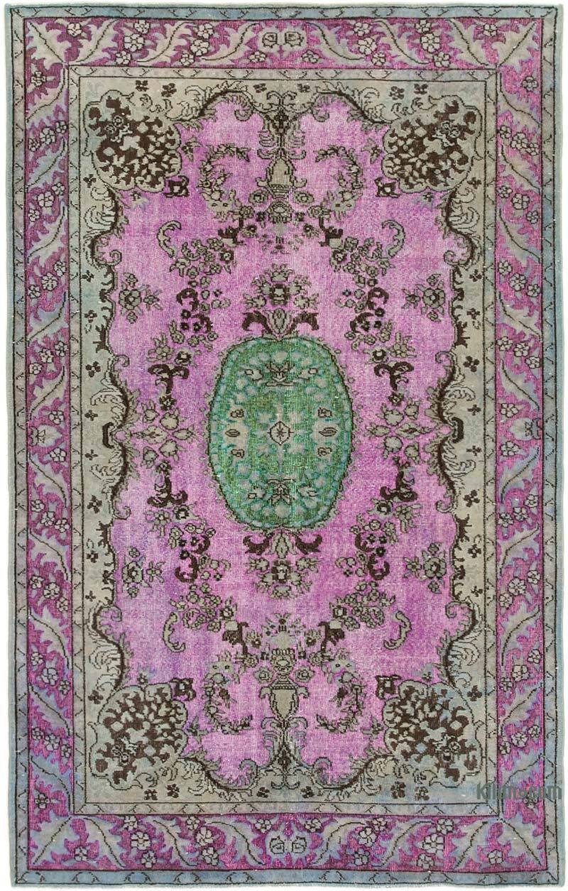 Azul Oscuro Alfombra Tallada a Mano Sobre Teñida - 175 cm x 278 cm - K0051617