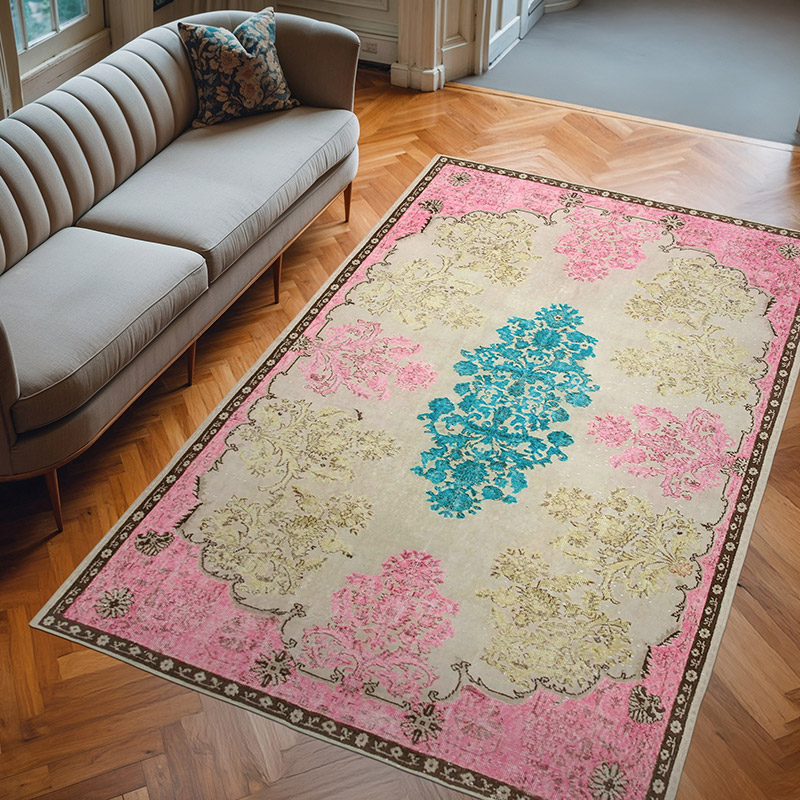 Lacivert El Oyması Boyalı Halı - 190 cm x 290 cm - K0051658