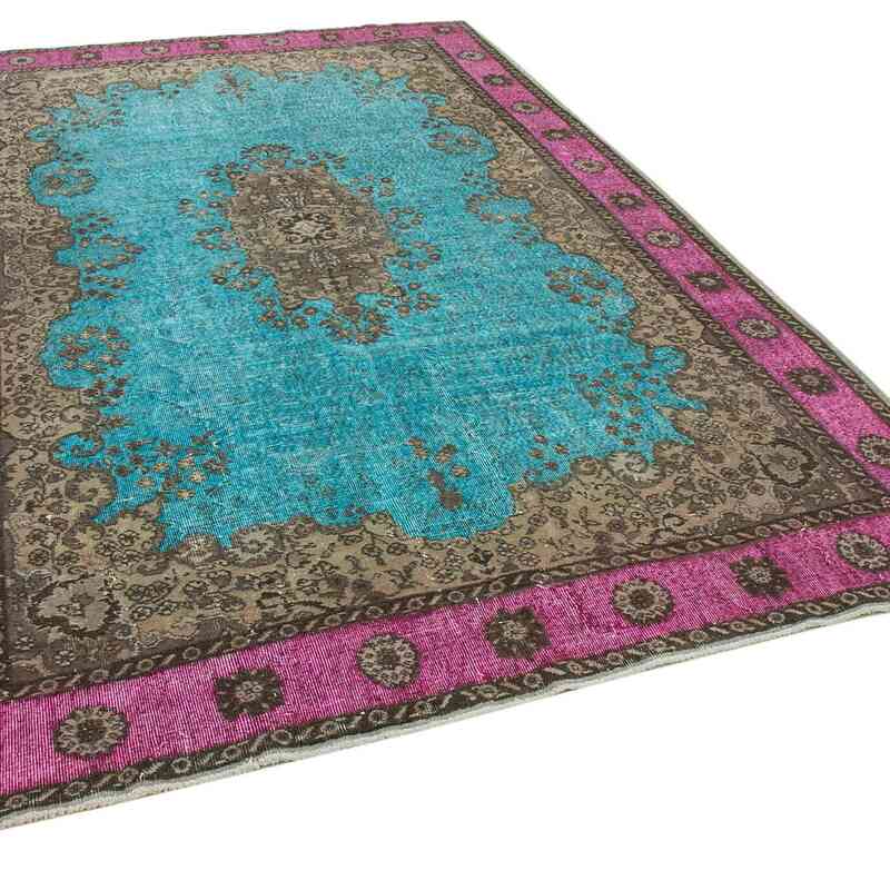Fuchsia Hand Carved Over-Dyed Rug - 6' 10" x 10' 8" (82 in. x 128 in.) - K0051678