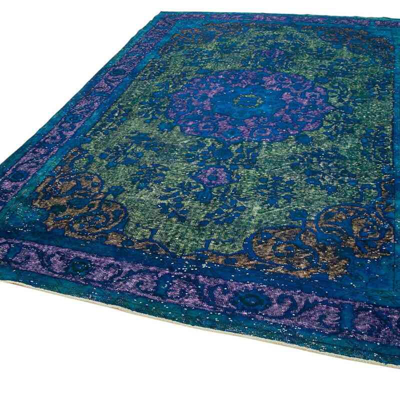 Blue Hand Carved Over-Dyed Rug - 7' 2" x 10' 7" (86 in. x 127 in.) - K0051680