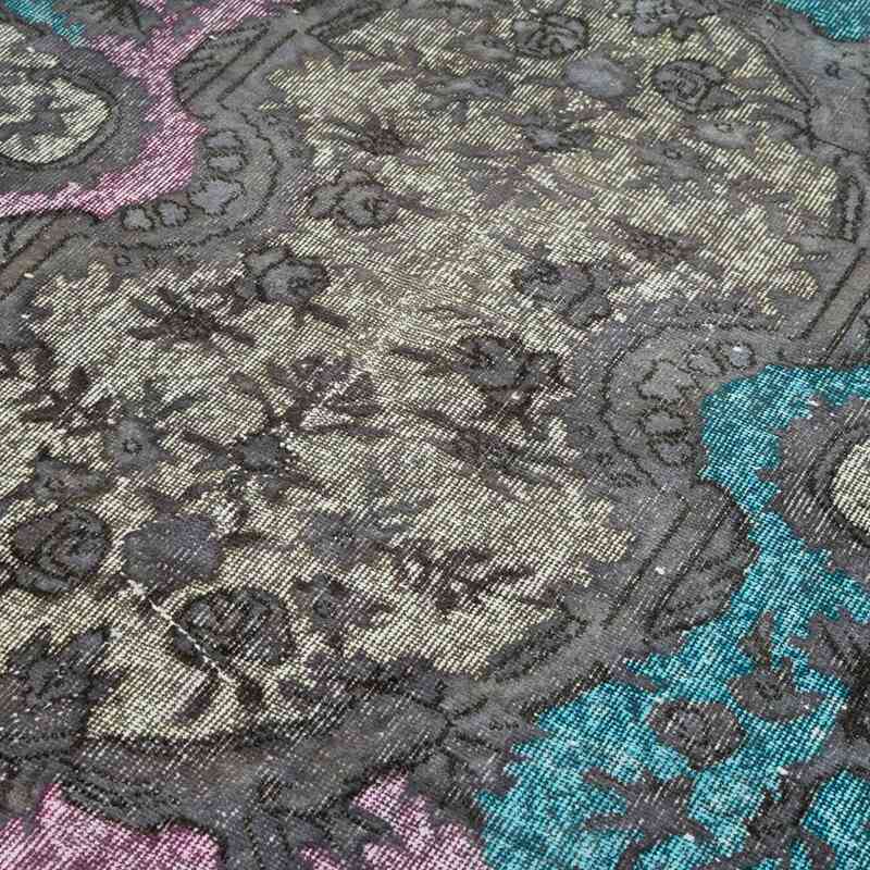 Gray, Aqua Hand Carved Over-Dyed Rug - 5' 4" x 9' 2" (64" x 110") - K0051683