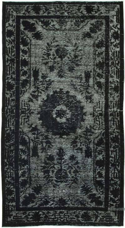 Black Hand Carved Over-Dyed Rug - 5' 3" x 9' 10" (63 in. x 118 in.)