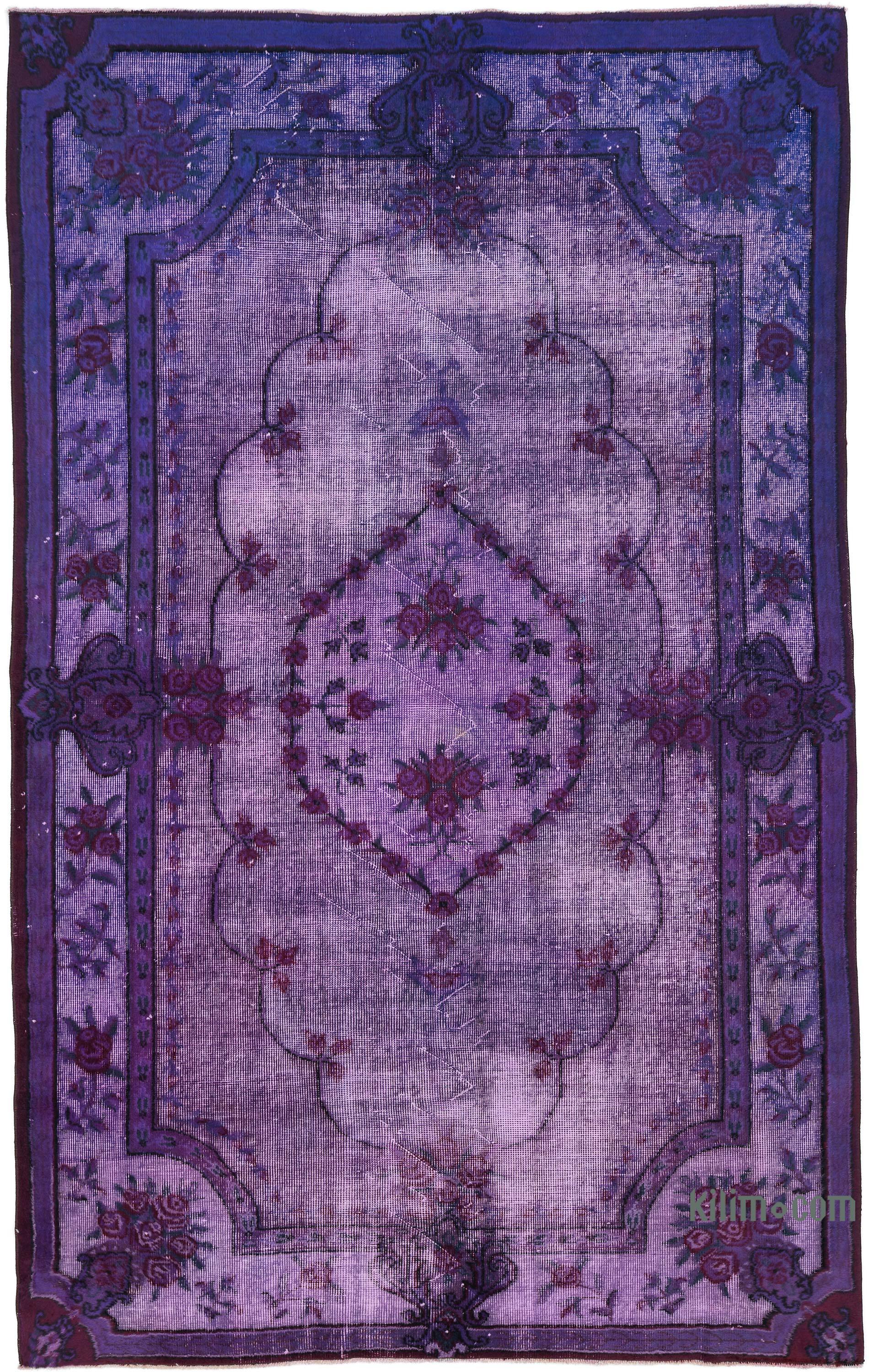 Noori Rug Overdyed Affix Hand Knotted Area Rug 3'11 x 5'7 Purple/Rust 