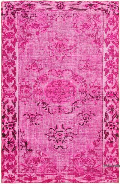 Pink Hand Carved Over-Dyed Rug - 6' 3" x 9' 10" (75 in. x 118 in.)