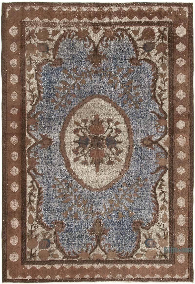 Hand Carved Over-Dyed Rug - 6' 11" x 10'  (83" x 120") - K0051793