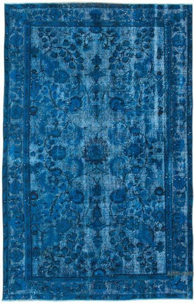 Blue Hand Carved Over-Dyed Rug - 5' 5" x 8' 6" (65 in. x 102 in.)
