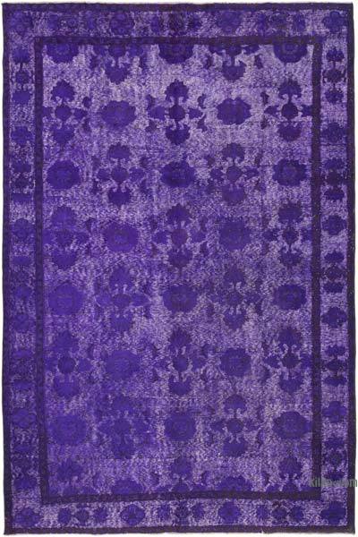 Purple Hand Carved Over-Dyed Rug - 6' 1" x 9' 4" (73 in. x 112 in.)