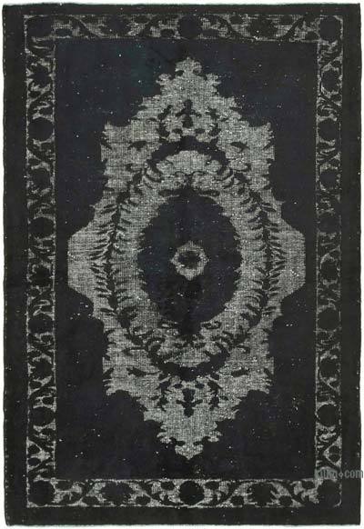 Black Hand Carved Over-Dyed Rug - 5' 11" x 8' 9" (71 in. x 105 in.)