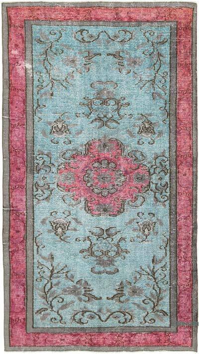 Gri El Oyması Boyalı Halı - 140 cm x 250 cm