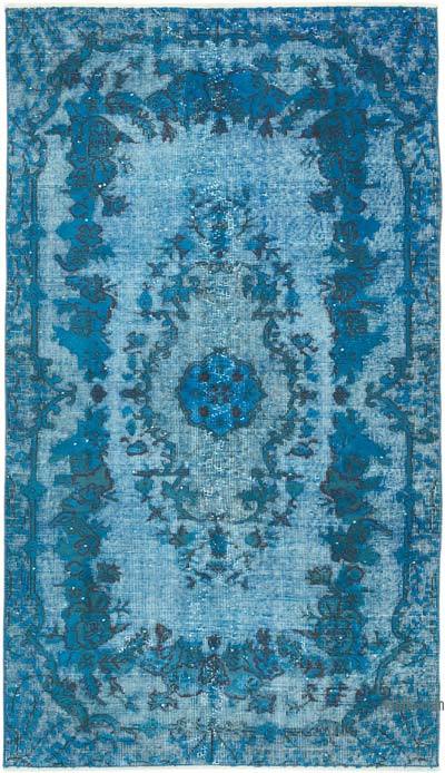 Aqua Hand Carved Over-Dyed Rug - 3' 10" x 6' 7" (46 in. x 79 in.)