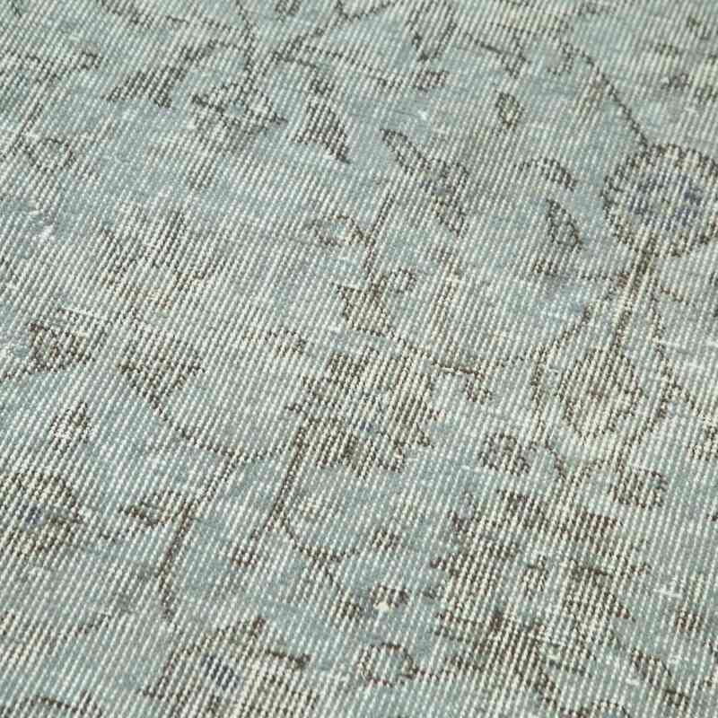 Açık Mavi Boyalı El Dokuma Vintage Halı Yolluk - 81 cm x 305 cm - K0052125