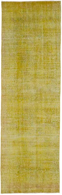 Yellow Over-dyed Turkish Vintage Runner Rug - 2' 11" x 9' 7" (35" x 115")