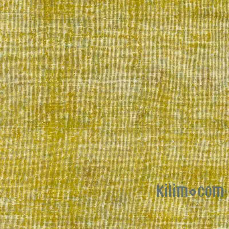 Sarı Boyalı El Dokuma Vintage Halı Yolluk - 90 cm x 293 cm - K0052129