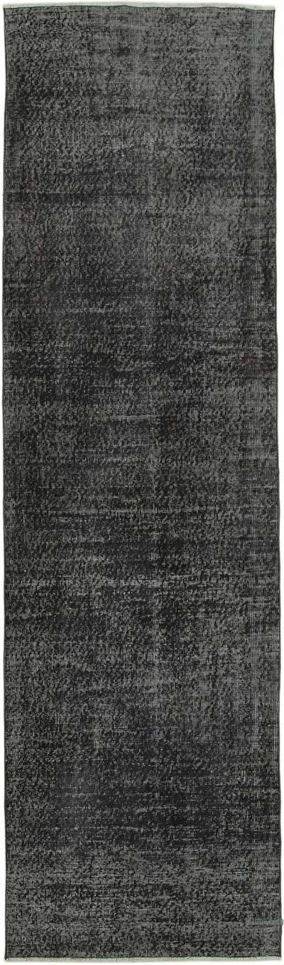 Siyah Boyalı El Dokuma Vintage Halı Yolluk - 92 cm x 318 cm