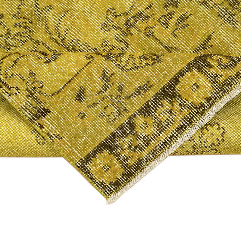 Sarı Boyalı El Dokuma Vintage Halı Yolluk - 85 cm x 337 cm - K0052131