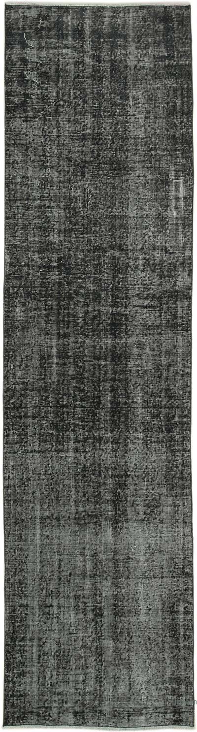 Siyah Boyalı El Dokuma Vintage Halı Yolluk - 80 cm x 309 cm