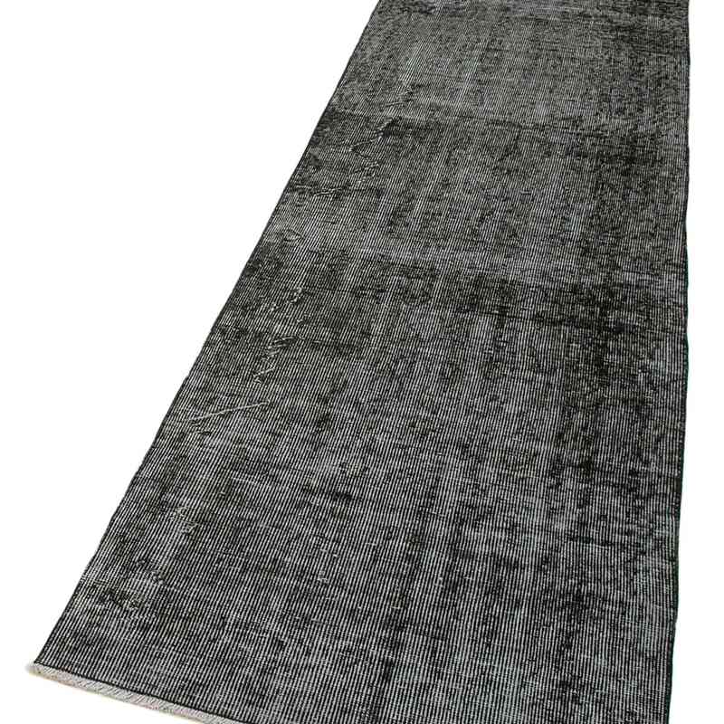 Siyah Boyalı El Dokuma Vintage Halı Yolluk - 82 cm x 317 cm - K0052141