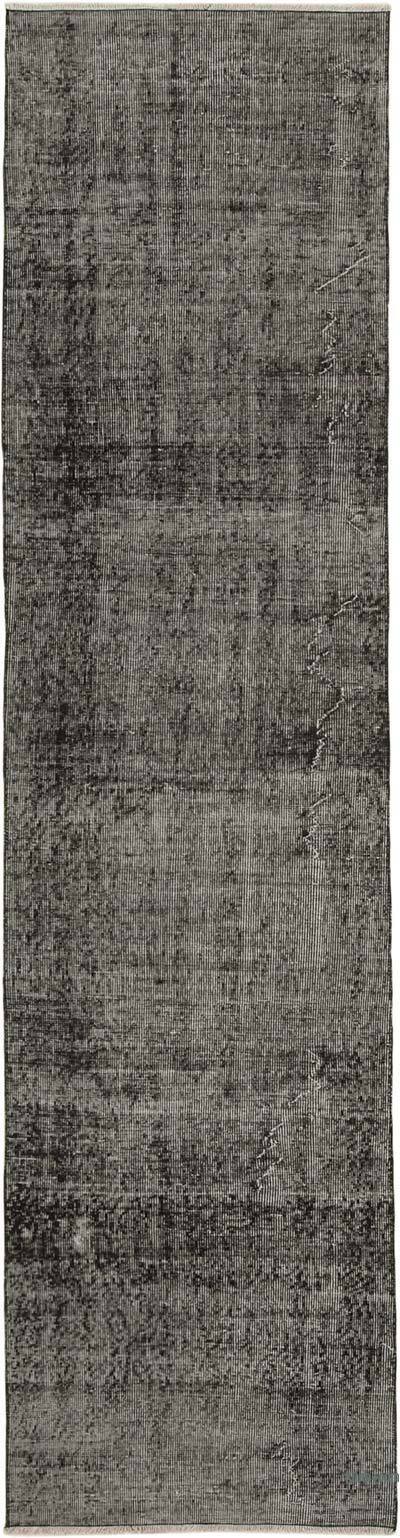 Black Over-dyed Turkish Vintage Runner Rug - 2' 8" x 10' 5" (32 in. x 125 in.)