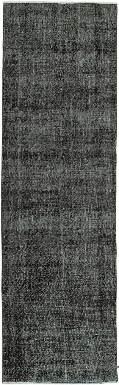 Black Over-dyed Turkish Vintage Runner Rug - 2' 11" x 9' 7" (35 in. x 115 in.)