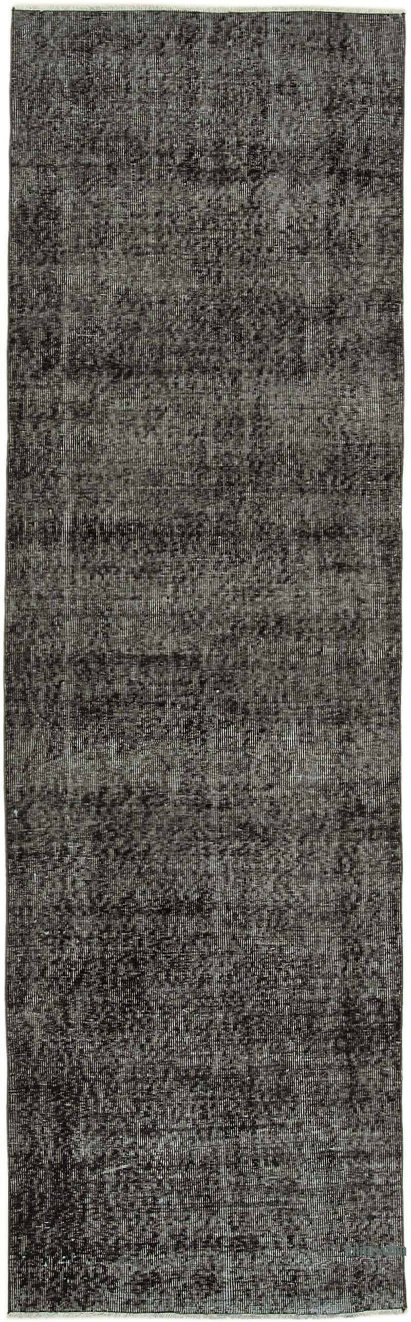Black Over-dyed Turkish Vintage Runner Rug - 2' 11" x 9' 7" (35" x 115") - K0052148