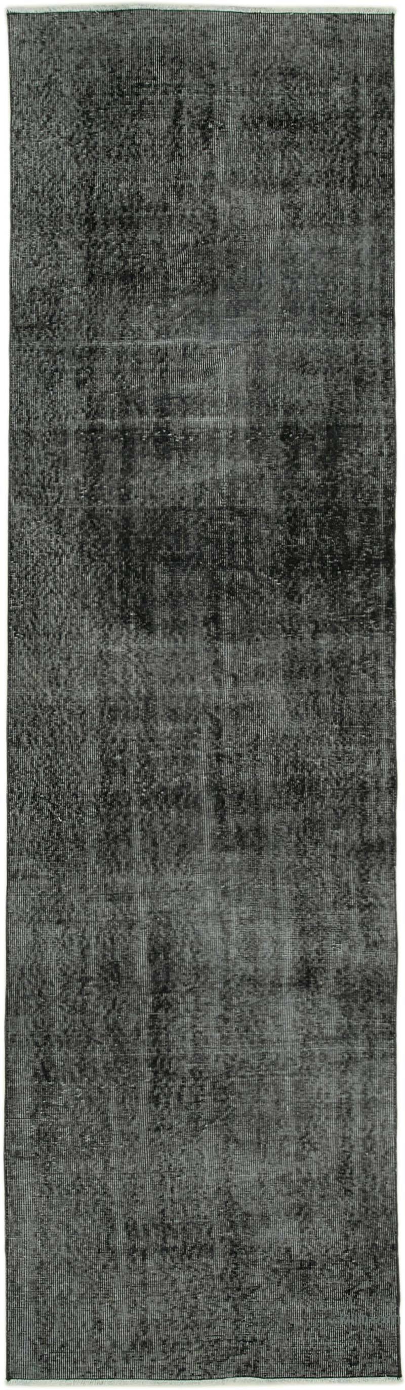 Siyah Boyalı El Dokuma Vintage Halı Yolluk - 89 cm x 314 cm - K0052150
