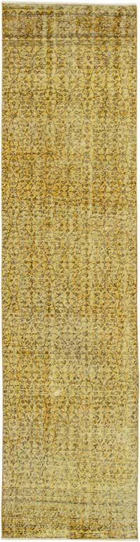 Yellow Over-dyed Turkish Vintage Runner Rug - 2' 7" x 10' 4" (31" x 124")