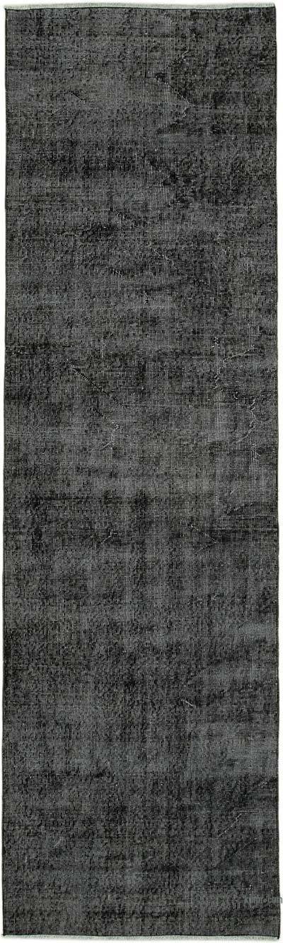 Siyah Boyalı El Dokuma Vintage Halı Yolluk - 90 cm x 305 cm